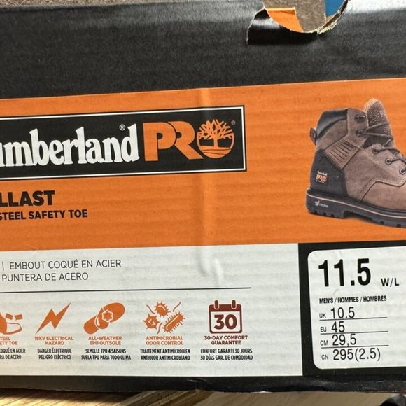 Timberland Pro Mens Ballast Steel Toe Work Boot Brown Size 11.5W - Picture 6 of 6
